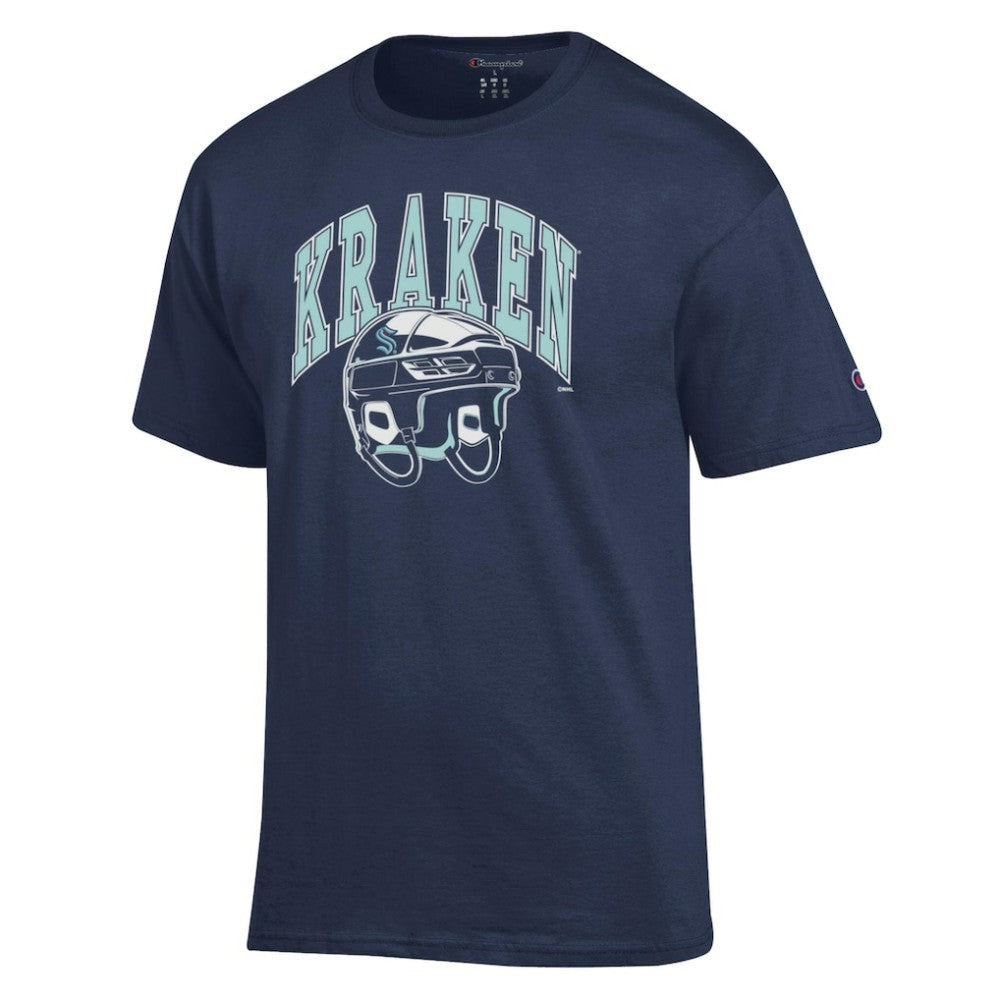 Seattle Kraken Champion Helmet T-Shirt - Navy | US 203407103