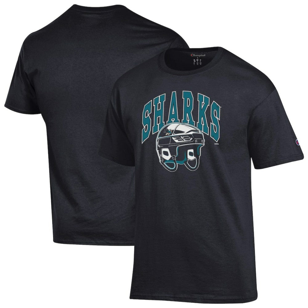 San Jose Sharks Champion Helmet T-Shirt - Black | US 203407117