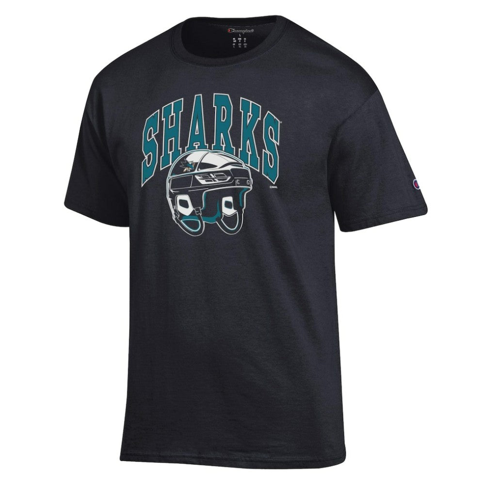 San Jose Sharks Champion Helmet T-Shirt - Black | US 203407117