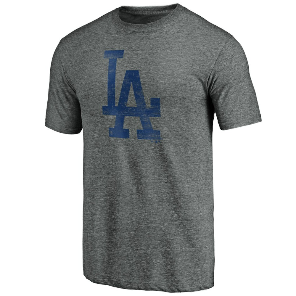 Los Angeles Dodgers Weathered Logo Tri-Blend T-Shirt - Heather Gray T-shirts