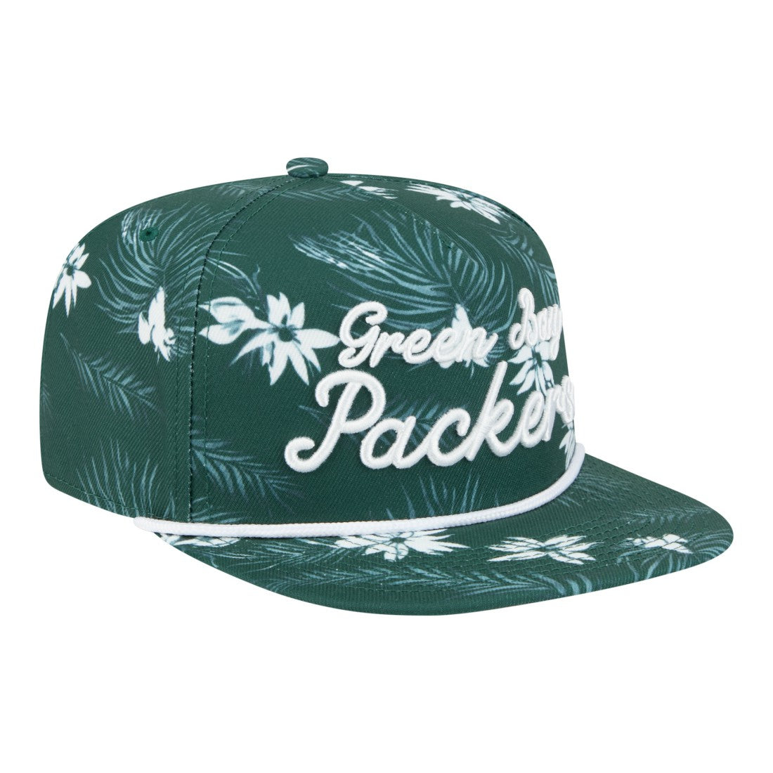Green Bay Packers New Era Palm Print A-Frame 9FIFTY Snapback Hat - Green Hats