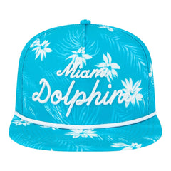 Miami Dolphins New Era Palm Print A-Frame 9FIFTY Snapback Hat - Aqua Hats