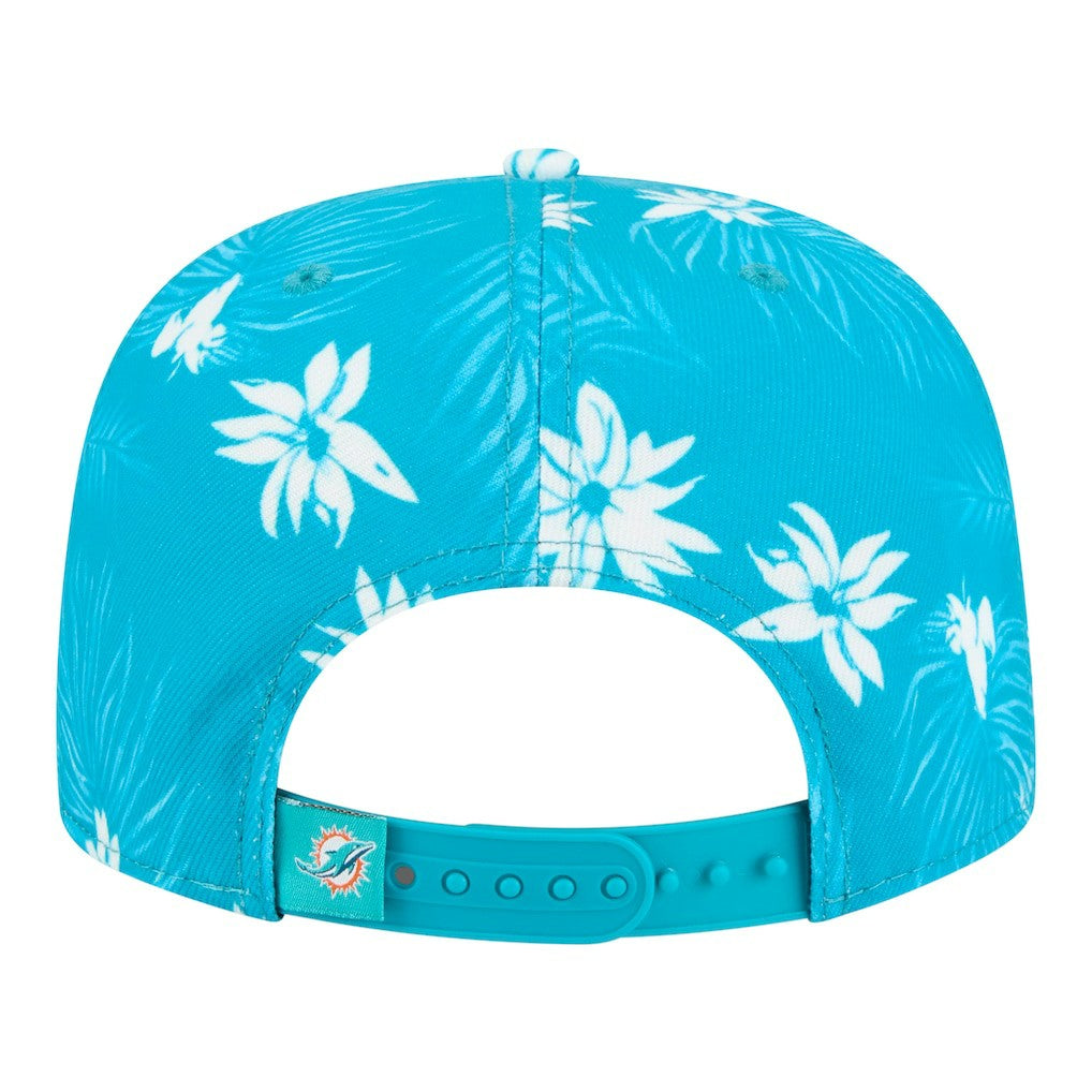 Miami Dolphins New Era Palm Print A-Frame 9FIFTY Snapback Hat - Aqua Hats