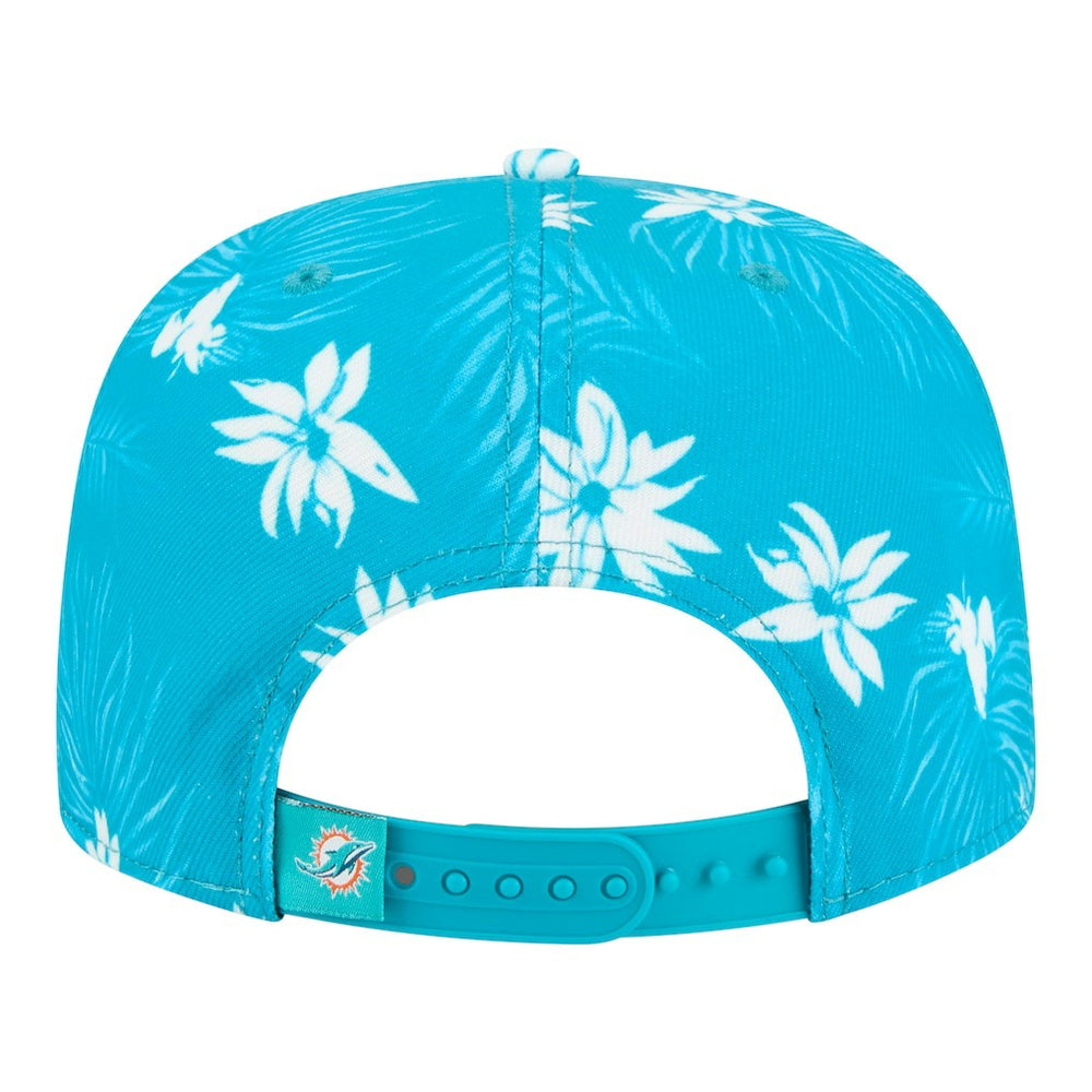 Miami Dolphins New Era Palm Print A-Frame 9FIFTY Snapback Hat - Aqua Hats