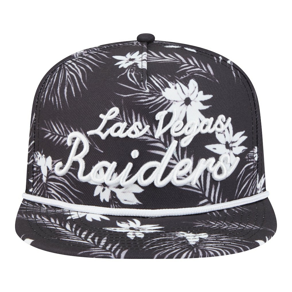 Las Vegas Raiders New Era Palm Print A-Frame 9FIFTY Snapback Hat - Black Hats