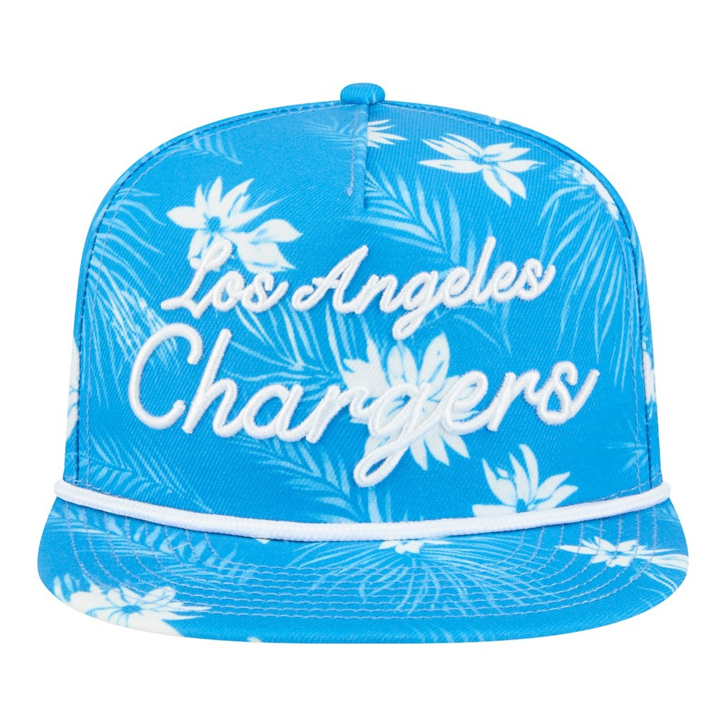 Los Angeles Chargers New Era Palm Print A-Frame 9FIFTY Snapback Hat - Powder Blue Hats