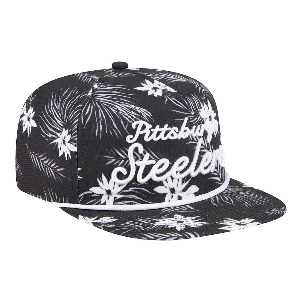 Pittsburgh Steelers New Era Palm Print A-Frame 9FIFTY Snapback Hat - Black Hats