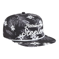 Pittsburgh Steelers New Era Palm Print A-Frame 9FIFTY Snapback Hat - Black Hats