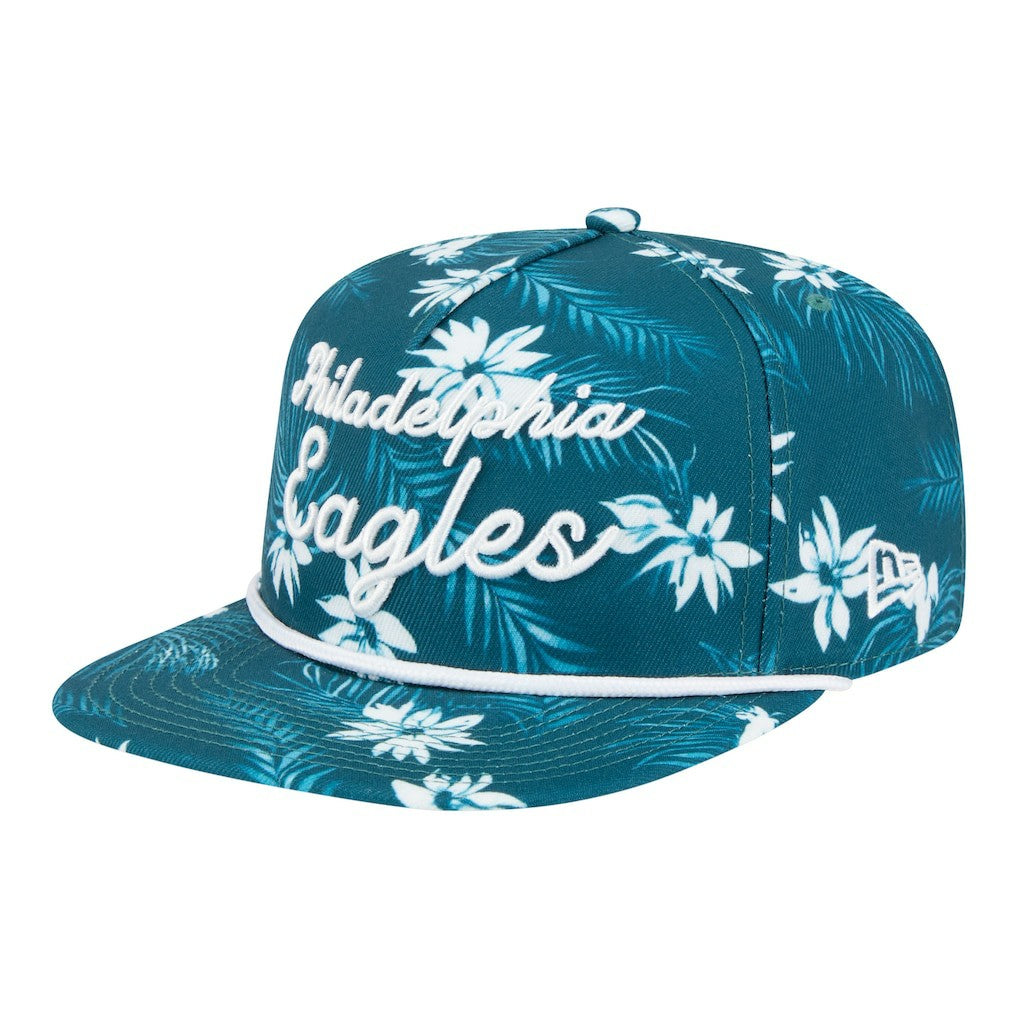 Philadelphia Eagles New Era Palm Print A-Frame 9FIFTY Snapback Hat - Midnight Green Hats