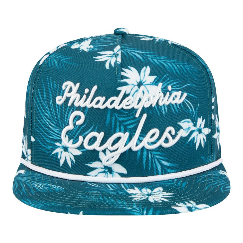 Philadelphia Eagles New Era Palm Print A-Frame 9FIFTY Snapback Hat - Midnight Green Hats