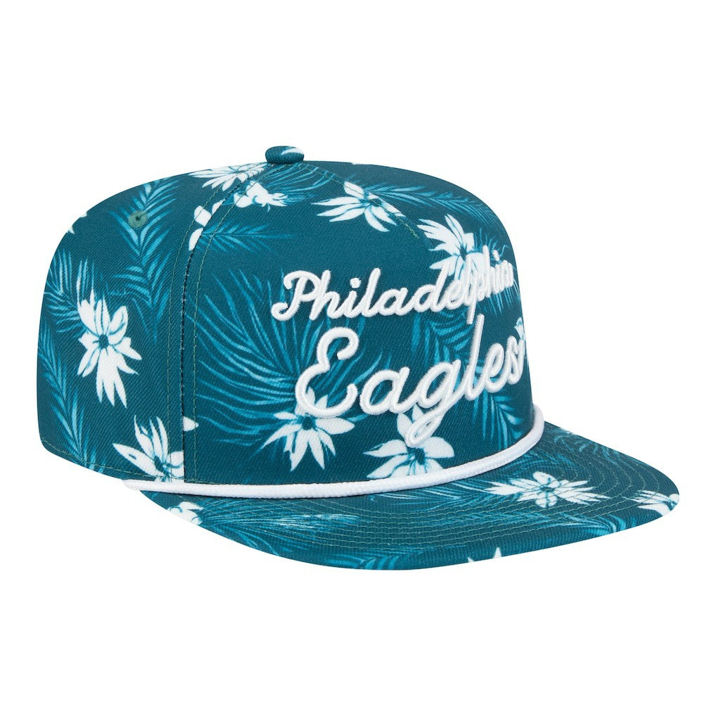 Philadelphia Eagles New Era Palm Print A-Frame 9FIFTY Snapback Hat - Midnight Green Hats