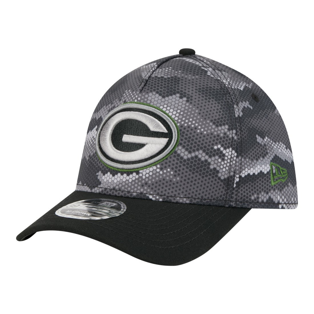 Green Bay Packers New Era Camo A-Frame 39THIRTY Flex Hat - Black Hats