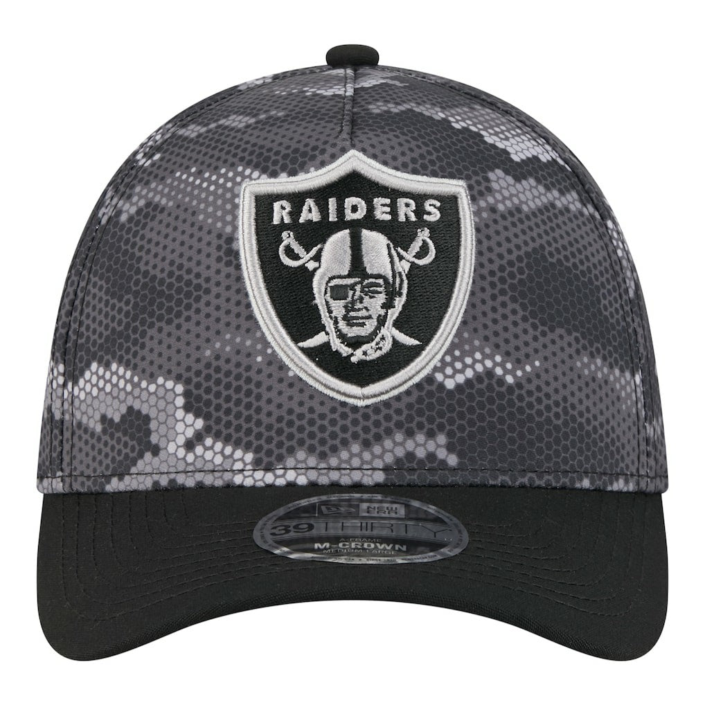 Las Vegas Raiders New Era Camo A-Frame 39THIRTY Flex Hat - Black Hats