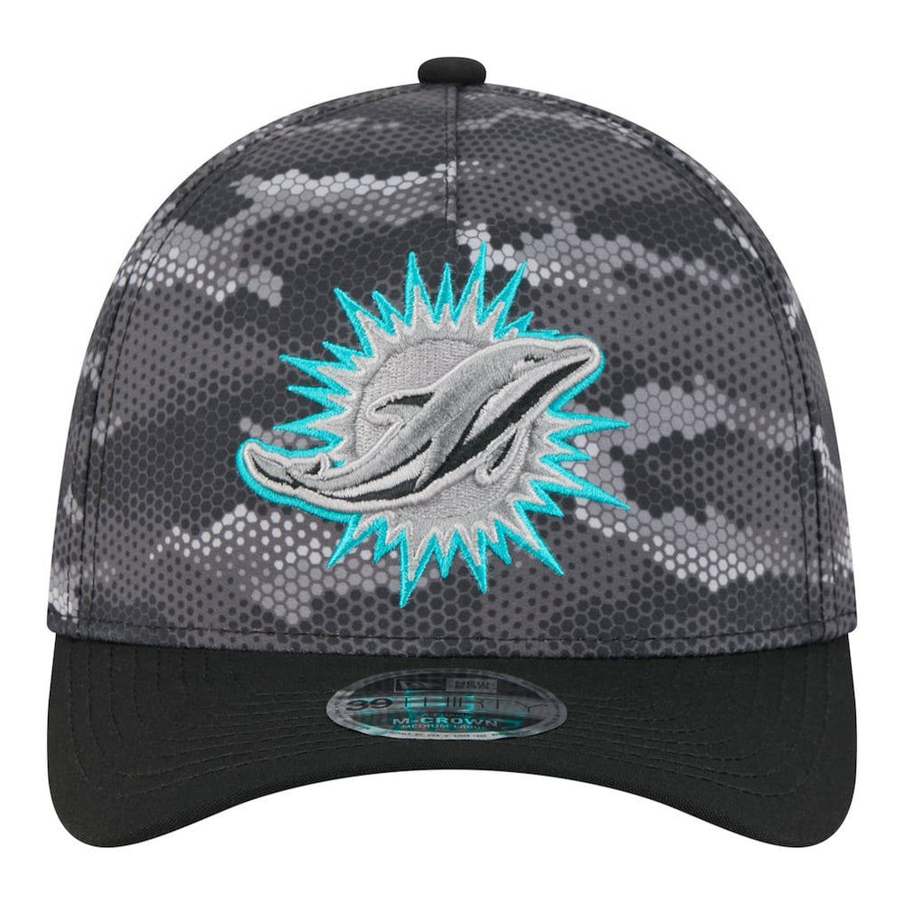 Miami Dolphins New Era Camo A-Frame 39THIRTY Flex Hat - Black Hats