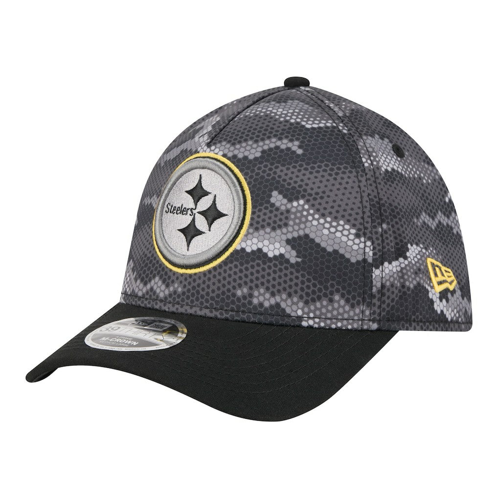 Pittsburgh Steelers New Era Camo A-Frame 39THIRTY Flex Hat - Black Hats