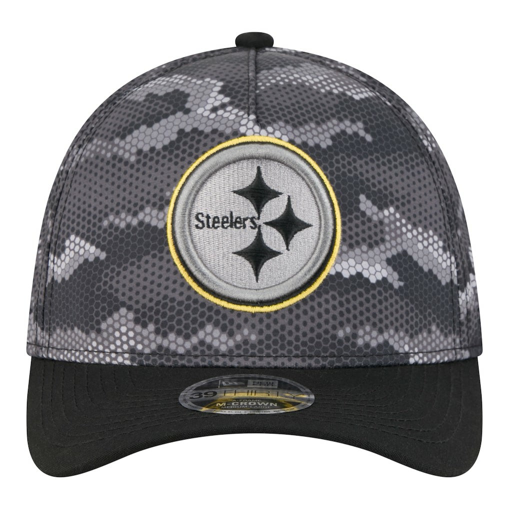 Pittsburgh Steelers New Era Camo A-Frame 39THIRTY Flex Hat - Black Hats