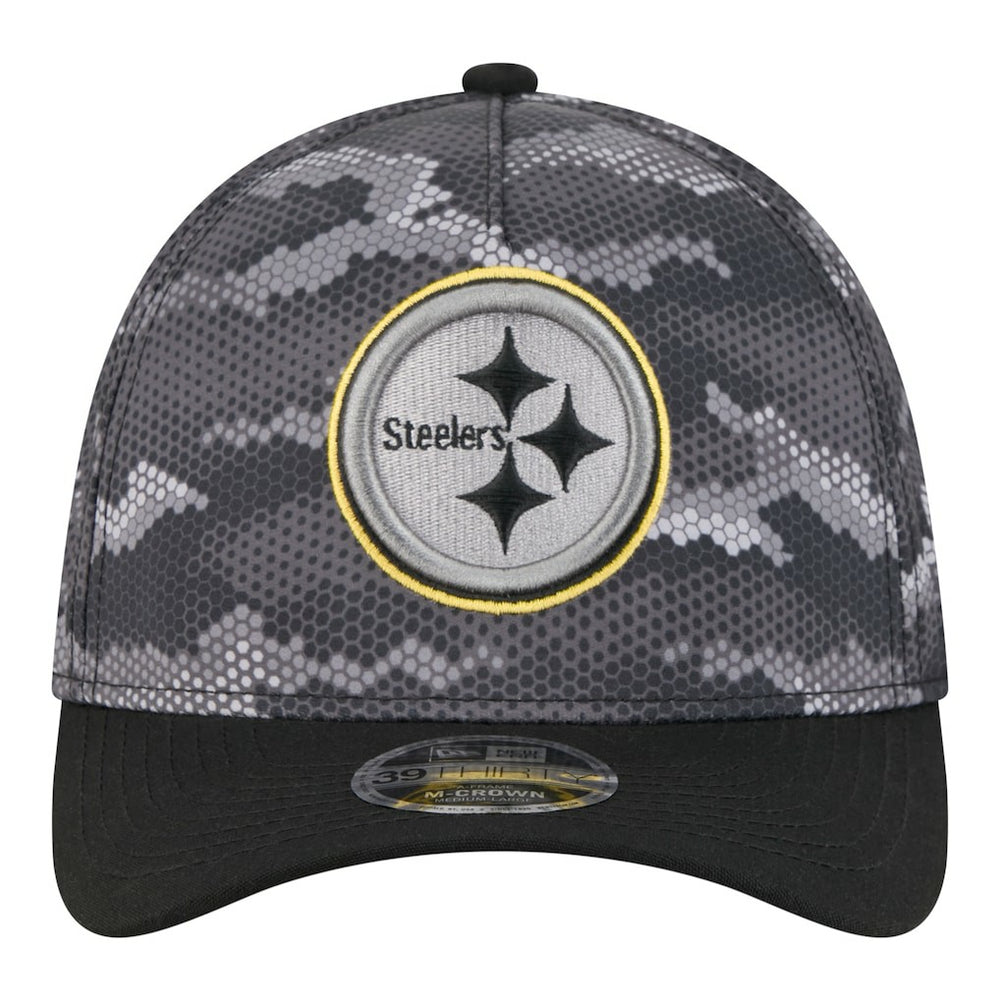 Pittsburgh Steelers New Era Camo A-Frame 39THIRTY Flex Hat - Black Hats