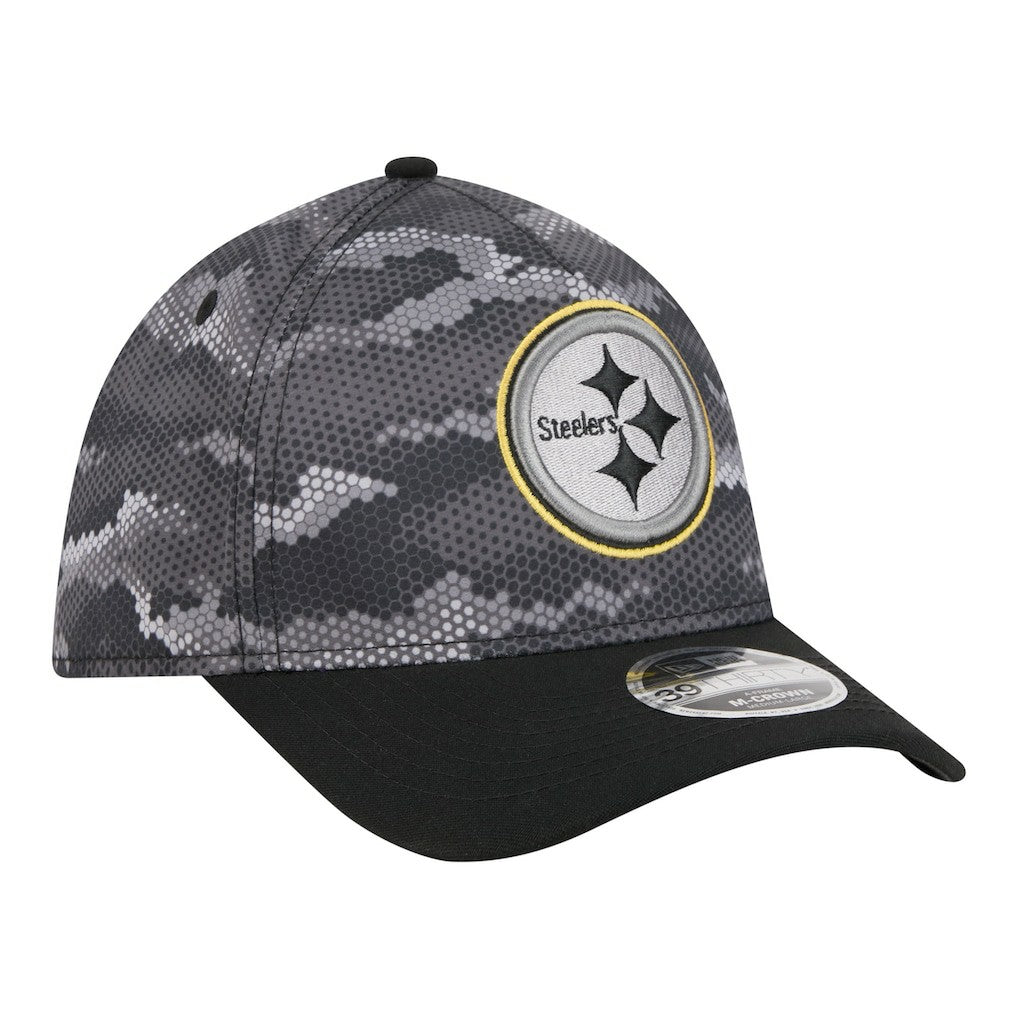 Pittsburgh Steelers New Era Camo A-Frame 39THIRTY Flex Hat - Black Hats