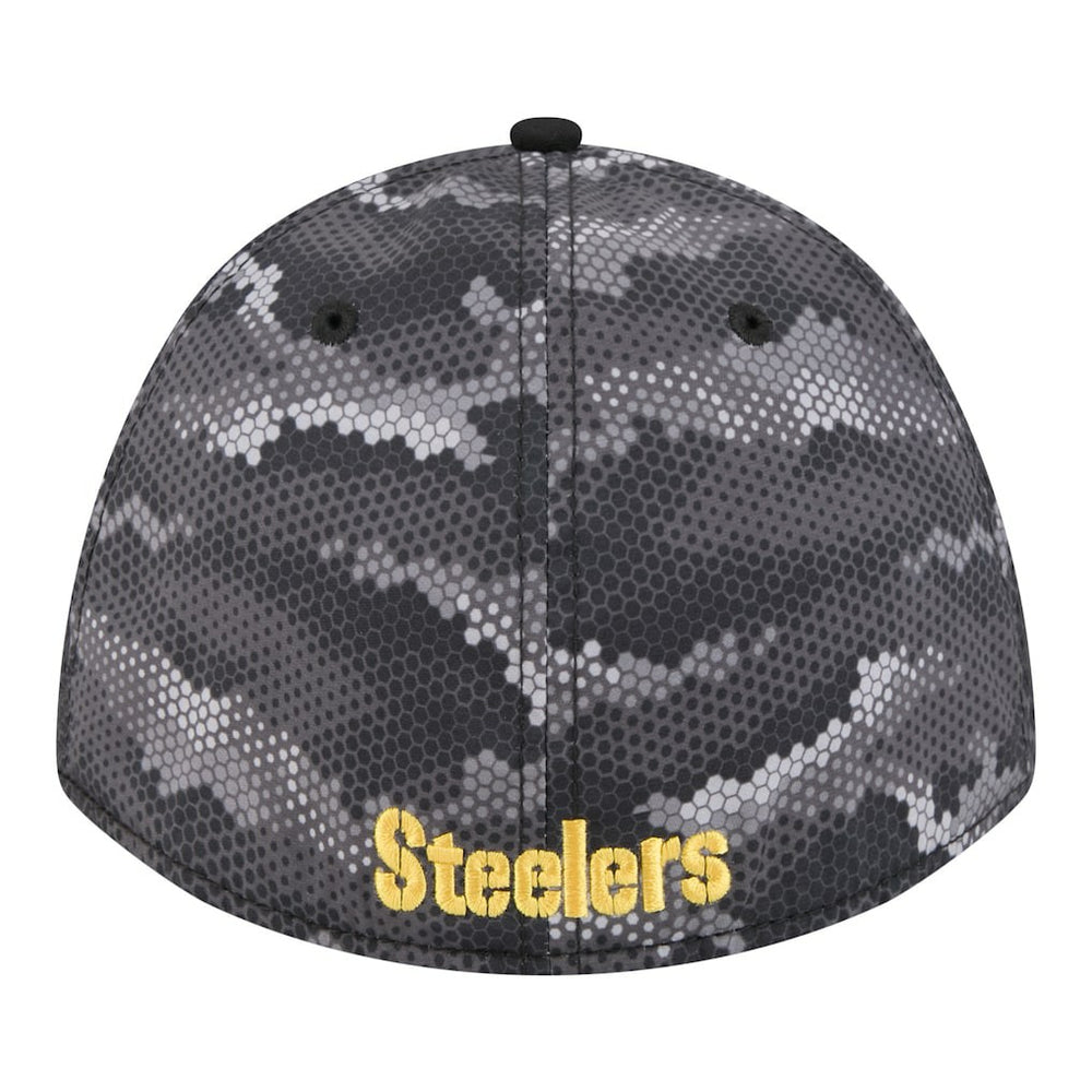 Pittsburgh Steelers New Era Camo A-Frame 39THIRTY Flex Hat - Black Hats