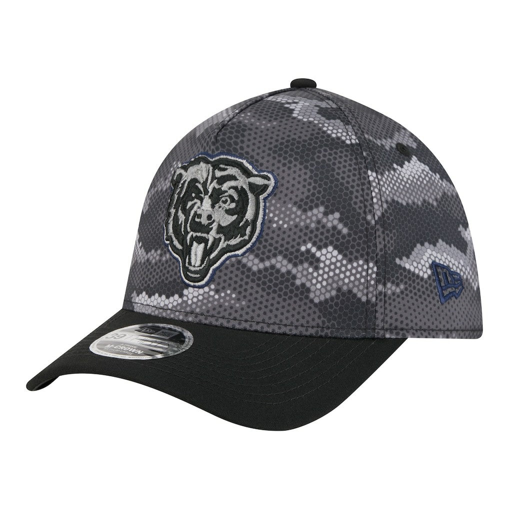 Chicago Bears New Era Camo A-Frame 39THIRTY Flex Hat - Black Hats