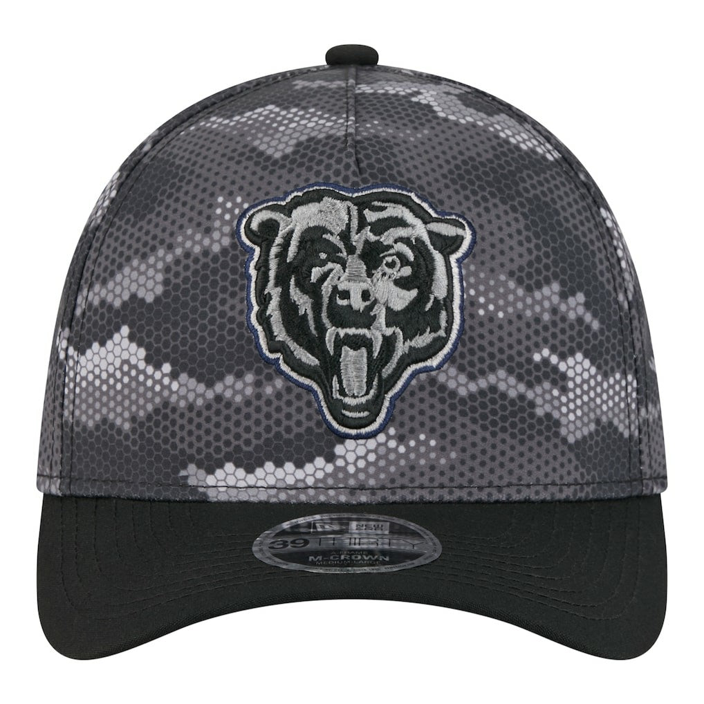 Chicago Bears New Era Camo A-Frame 39THIRTY Flex Hat - Black Hats