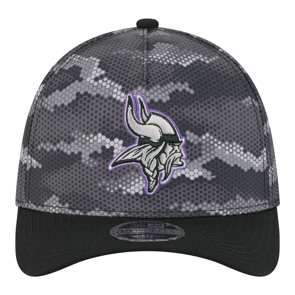 Minnesota Vikings New Era Camo A-Frame 39THIRTY Flex Hat - Black Hats