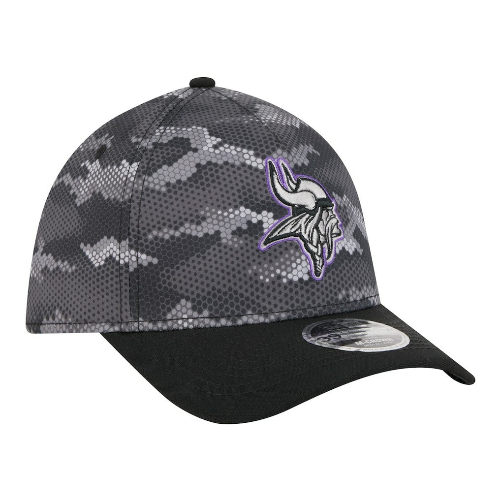 Minnesota Vikings New Era Camo A-Frame 39THIRTY Flex Hat - Black Hats