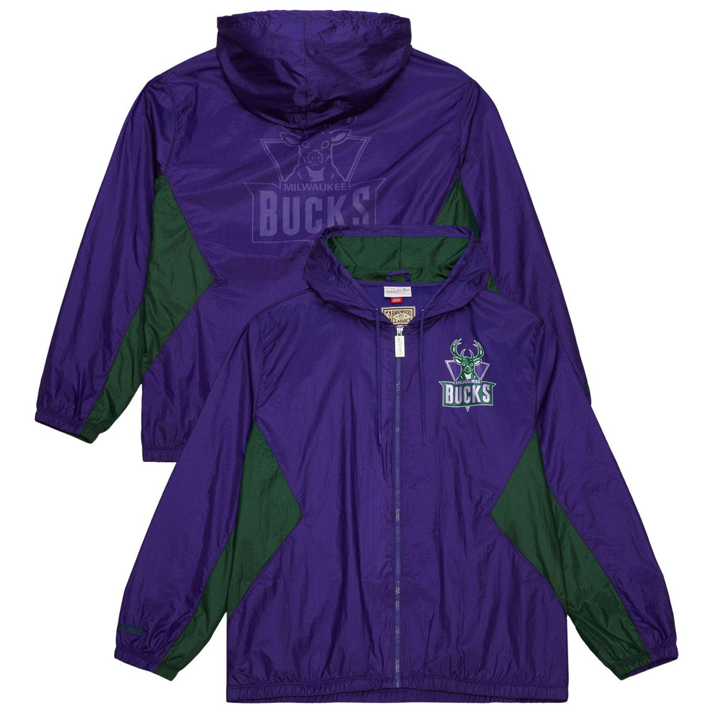 Milwaukee Bucks Playmaker Full-Zip Hooded Windbreaker Jacket Purple - Mitchell & Ness