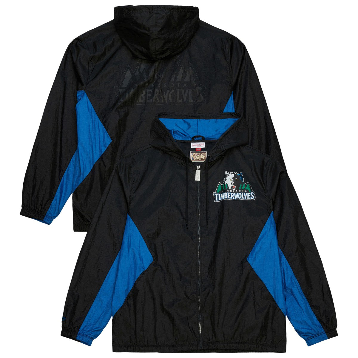 Minnesota Timberwolves Playmaker Full-Zip Hooded Windbreaker Jacket Black - Mitchell & Ness