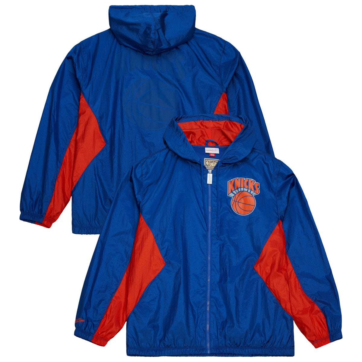 New York Knicks Playmaker Full-Zip Hooded Windbreaker Jacket Blue - Mitchell & Ness