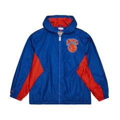 New York Knicks Playmaker Full-Zip Hooded Windbreaker Jacket Blue - Mitchell & Ness