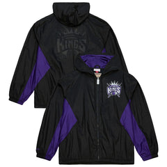 Sacramento Kings Playmaker Full-Zip Hooded Windbreaker Jacket Black - Mitchell & Ness