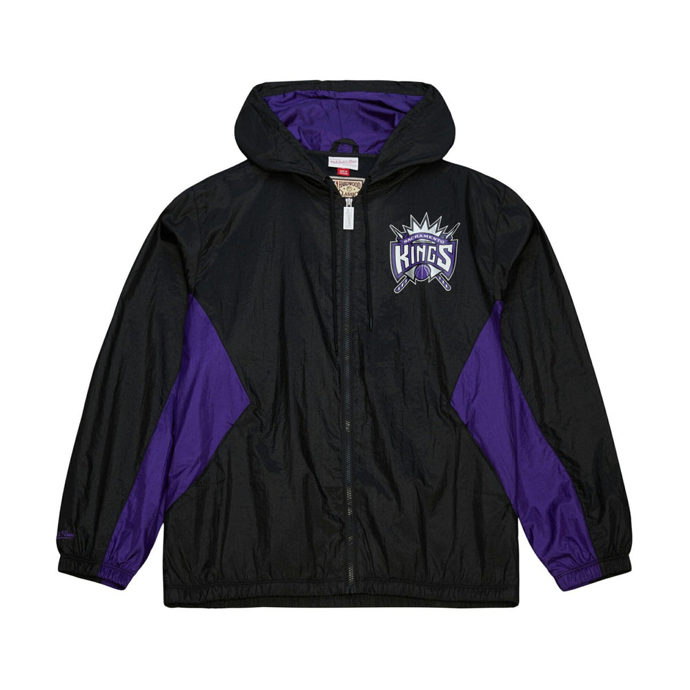 Sacramento Kings Playmaker Full-Zip Hooded Windbreaker Jacket Black - Mitchell & Ness