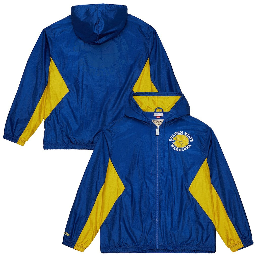 Golden State Warriors Playmaker Full-Zip Hooded Windbreaker Jacket Royal - Mitchell & Ness