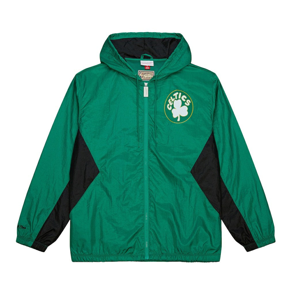 Boston Celtics Playmaker Full-Zip Hooded Windbreaker Jacket Kelly Green - Mitchell & Ness outlet