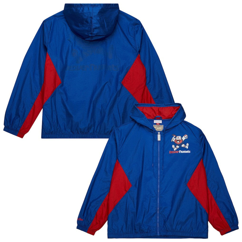 Denver Nuggets Playmaker Full-Zip Hooded Windbreaker Jacket Blue - Mitchell & Ness