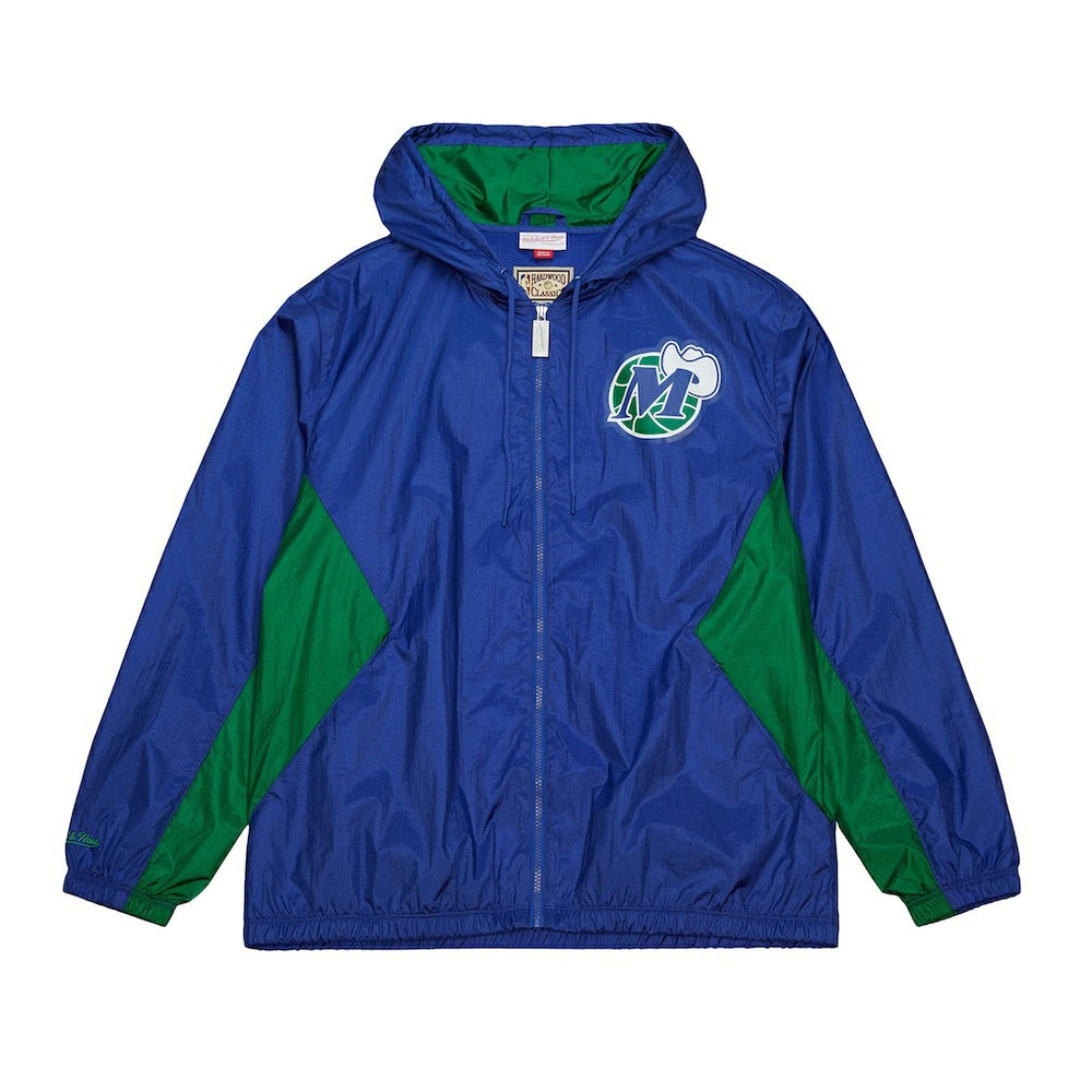 Dallas Mavericks Playmaker Full-Zip Hooded Windbreaker Jacket Blue - Mitchell & Ness