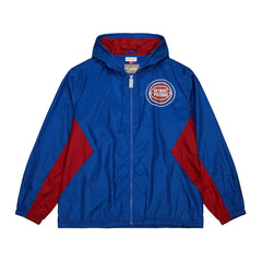 Detroit Pistons Playmaker Full-Zip Hooded Windbreaker Jacket Blue - Mitchell & Ness