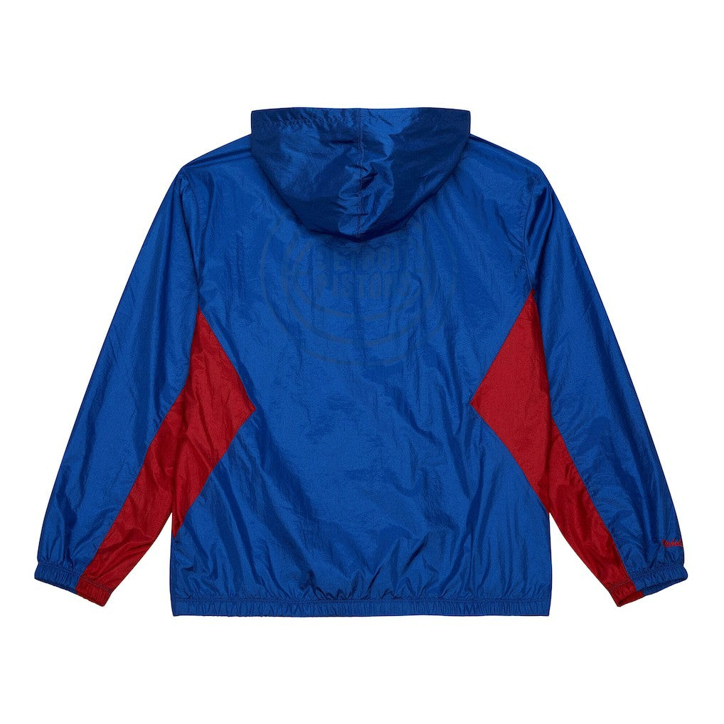 Detroit Pistons Playmaker Full-Zip Hooded Windbreaker Jacket Blue - Mitchell & Ness