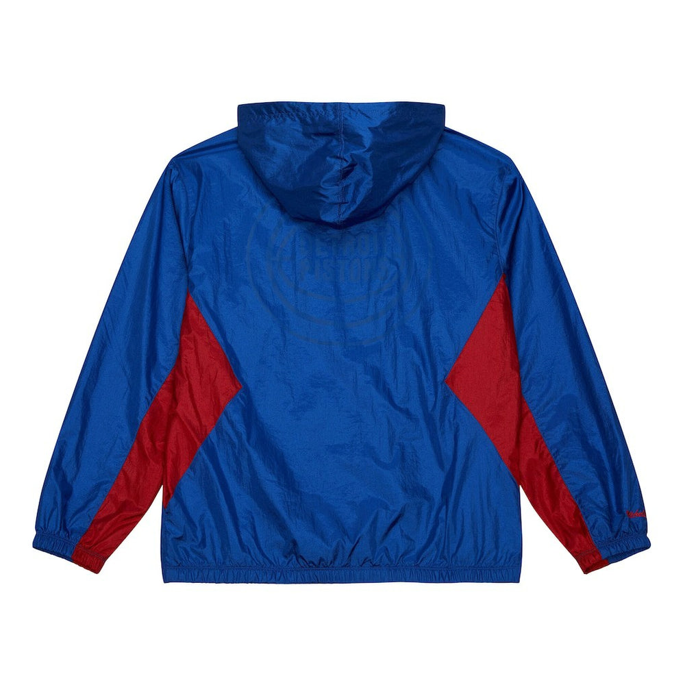 Detroit Pistons Playmaker Full-Zip Hooded Windbreaker Jacket Blue - Mitchell & Ness