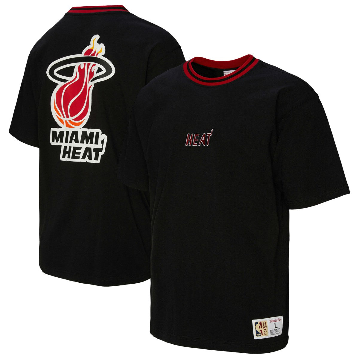 Miami Heat Unisex Playmaker Vintage Logo T-Shirt Black - Mitchell & Ness
