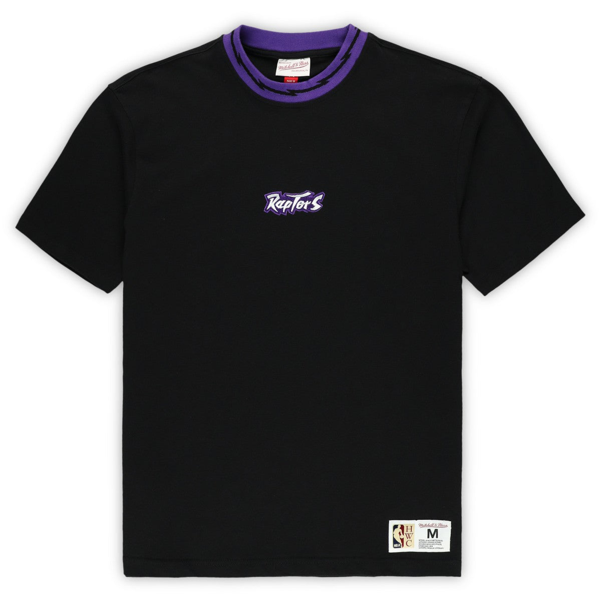 Toronto Raptors Unisex Playmaker Vintage Logo T-Shirt Black - Mitchell & Ness