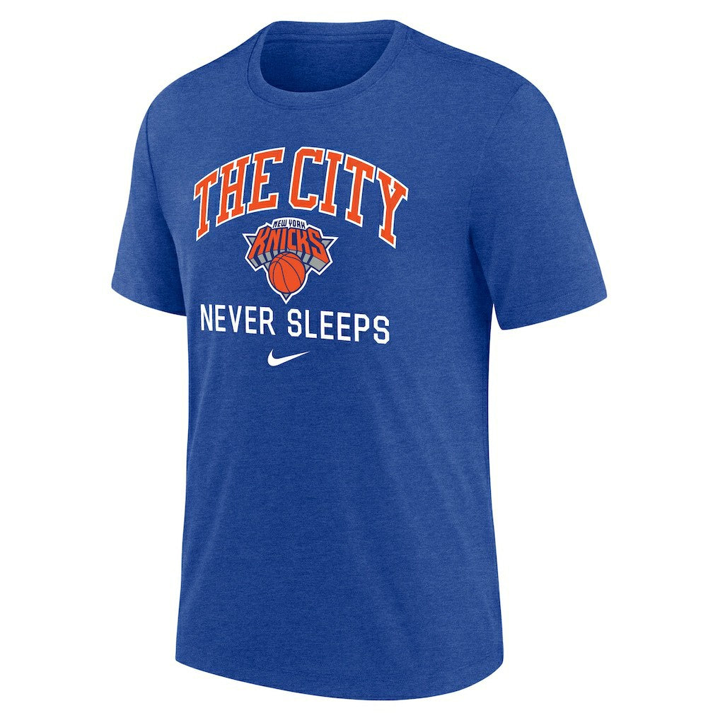 New York Knicks Tri-Blend T-Shirt Heather Royal - Nike