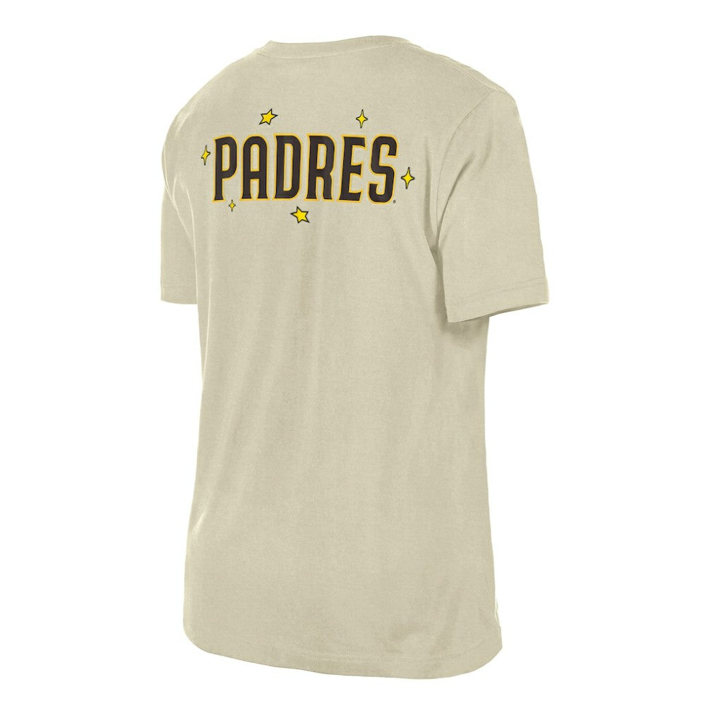 San Diego Padres New Era Women's Stars & Cap T-Shirt - Cream T-shirts