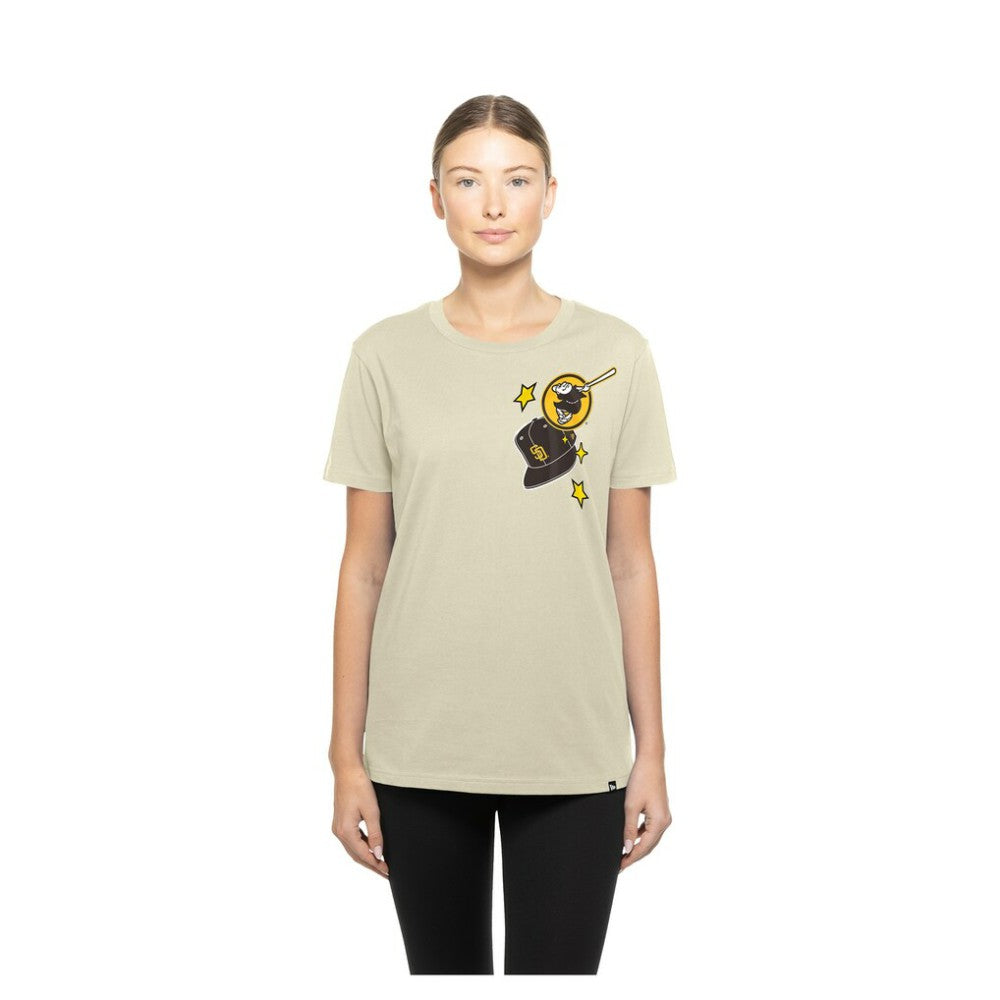 San Diego Padres New Era Women's Stars & Cap T-Shirt - Cream T-shirts