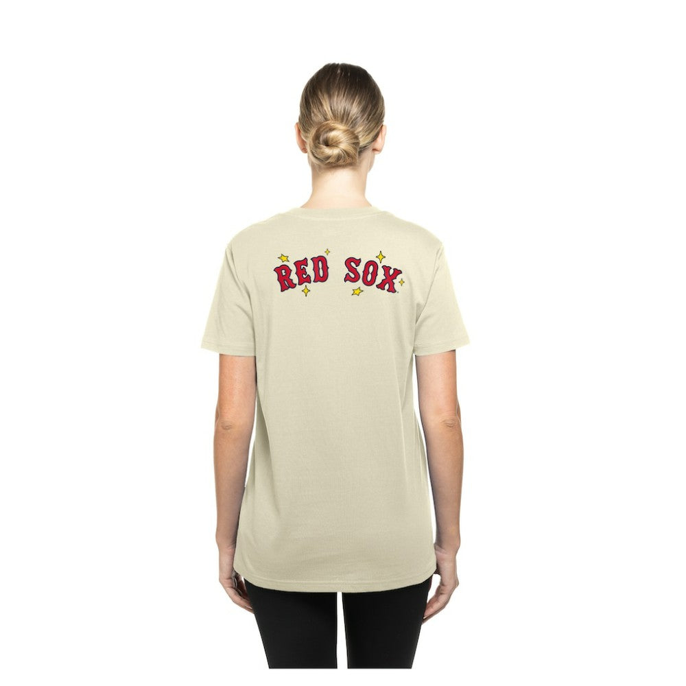 Boston Red Sox New Era Women's Stars & Cap T-Shirt - Cream T-shirts
