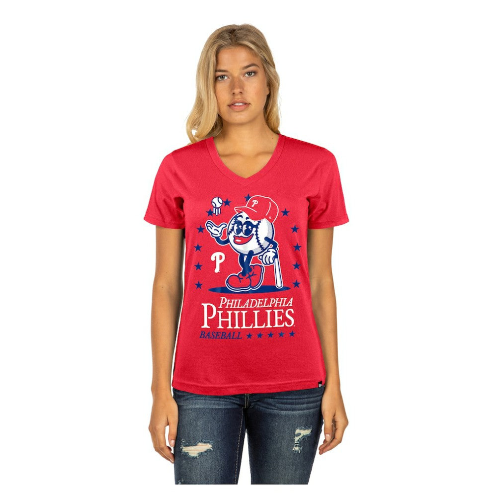 Philadelphia Phillies New Era Women's Little Miss 2 V-Neck T-Shirt - Red T-shirts