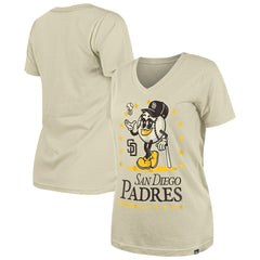 San Diego Padres New Era Women's Little Miss 2 V-Neck T-Shirt - Sand T-shirts