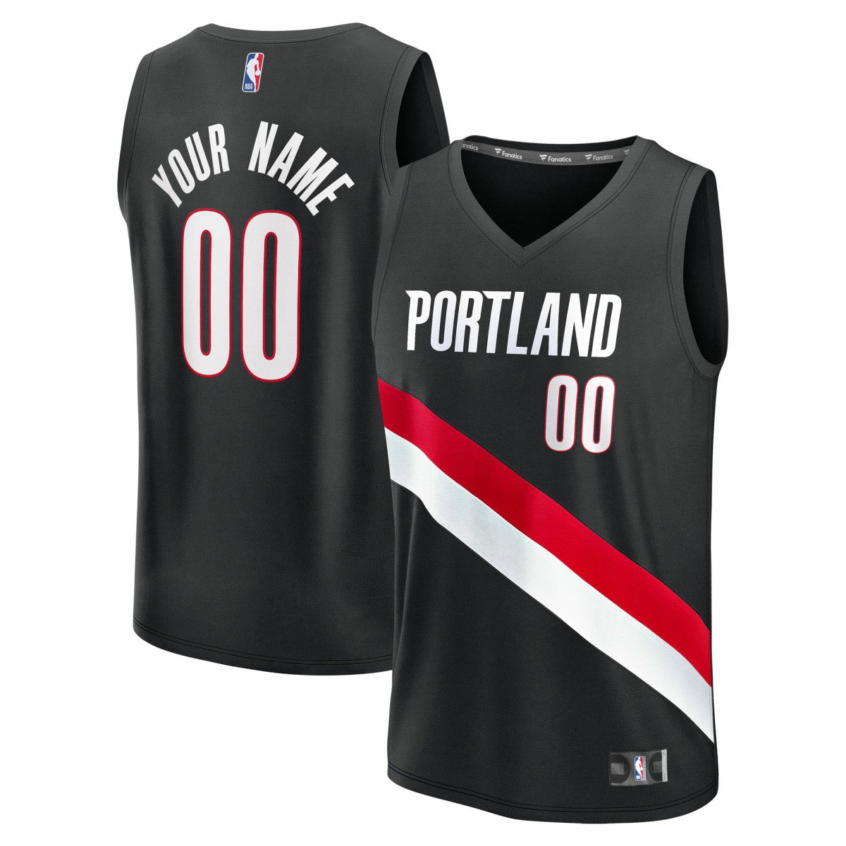 Portland Trail Blazers Youth Fast Break Replica Custom Jersey Icon Edition Black - Fanatics