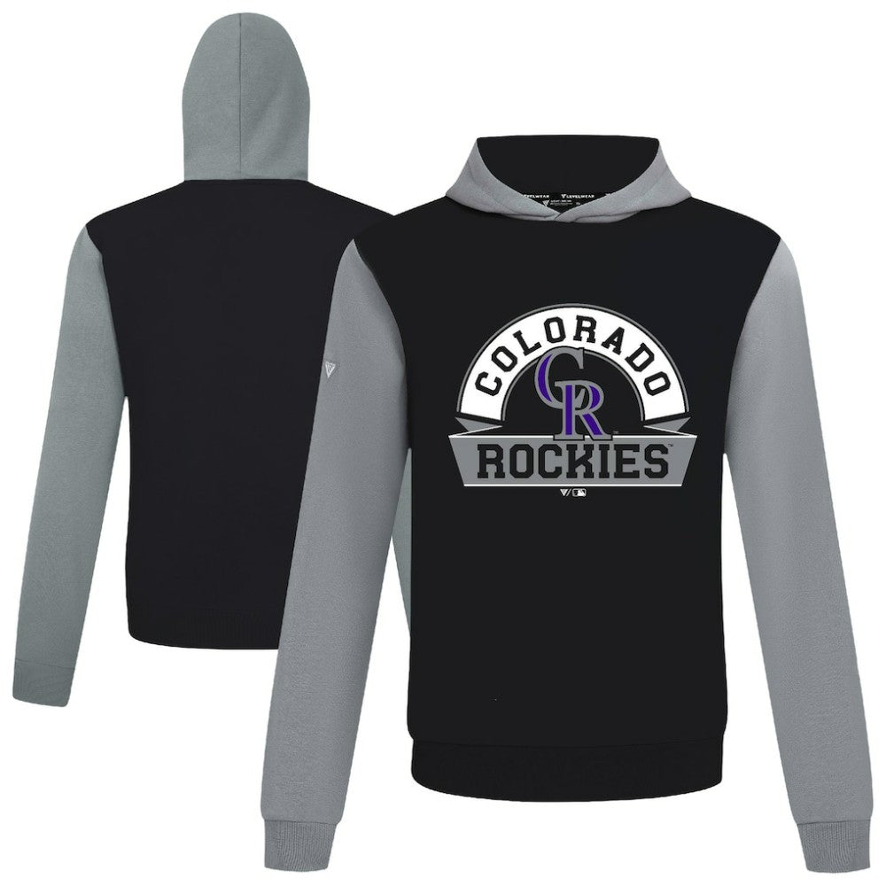 Colorado Rockies Levelwear Throwback Ultimate Banner Arch Hoodie - Black Hoodies